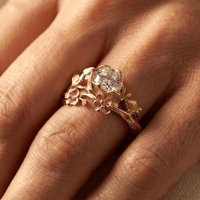 Exquisite Flower Zirconia Retro Handmade Engagement Ring