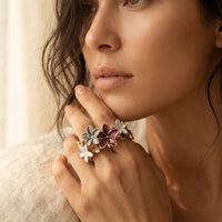 Gold Multicolor Floral Inlay Bracelet