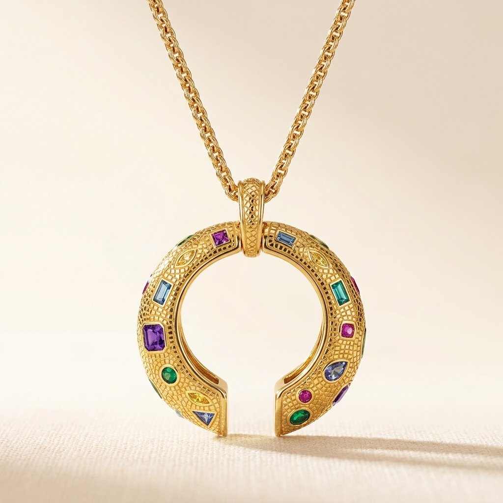 Vintage Gold Filigree Multistone Necklace