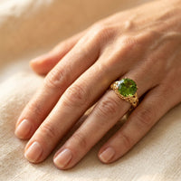 Vintage Gold Filigree Peridot Oval Ring