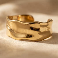 Elegant Minimalist Gold Pleated Cuff Bracelet
