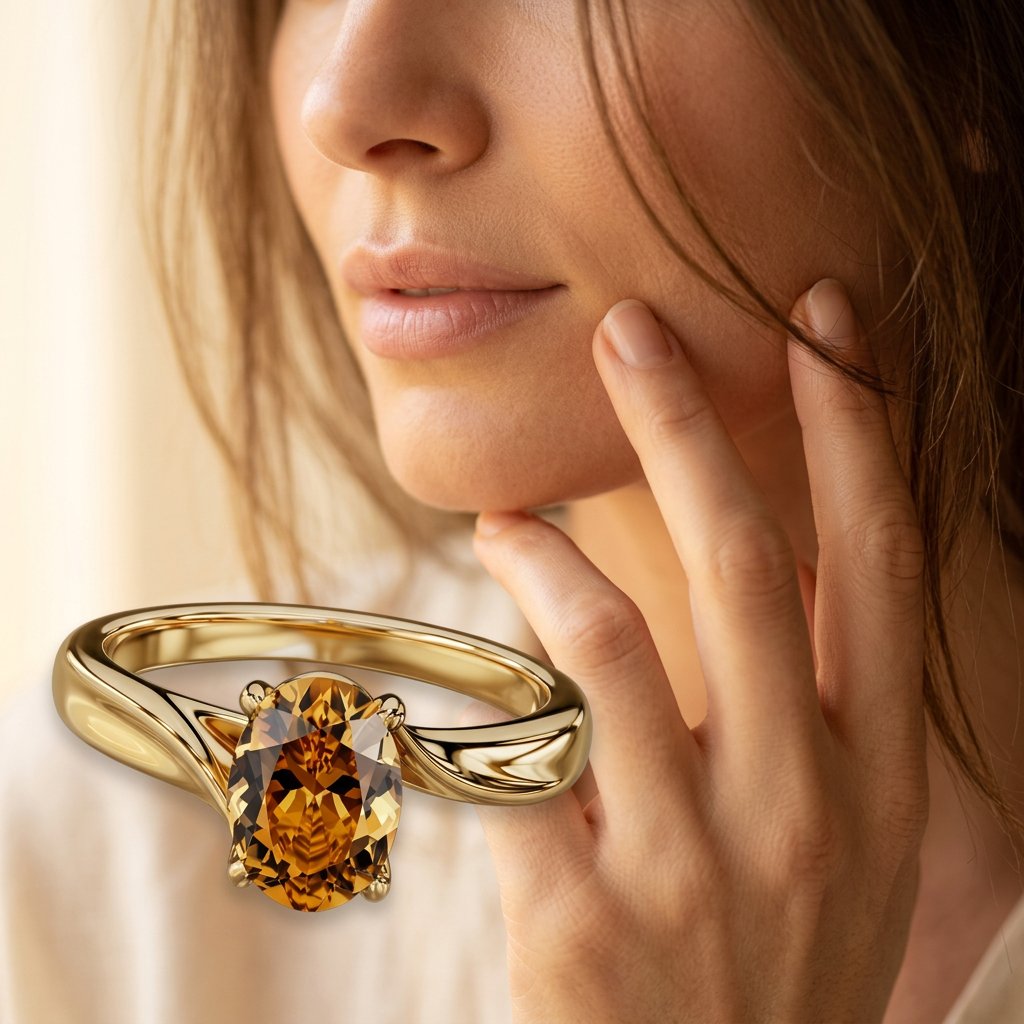 Vintage Gold Amber Oval Ring