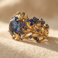 Vintage Gold Filigree Sapphire Ring