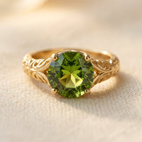 Vintage Gold Filigree Peridot Oval Ring