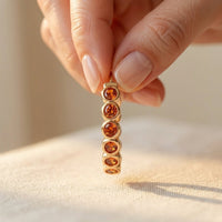 Rose Gold Amber Round Bezel Earrings