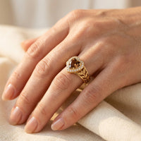 Vintage Gold Smoky Quartz Heart Ring