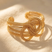 Gold Geometric Hollow Open Cuff Bracelet