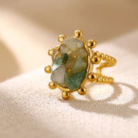 Vintage Gold Raw Emerald Oval Ring