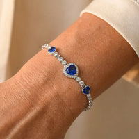 Silver Blue Sapphire Heart Tennis Bracelet