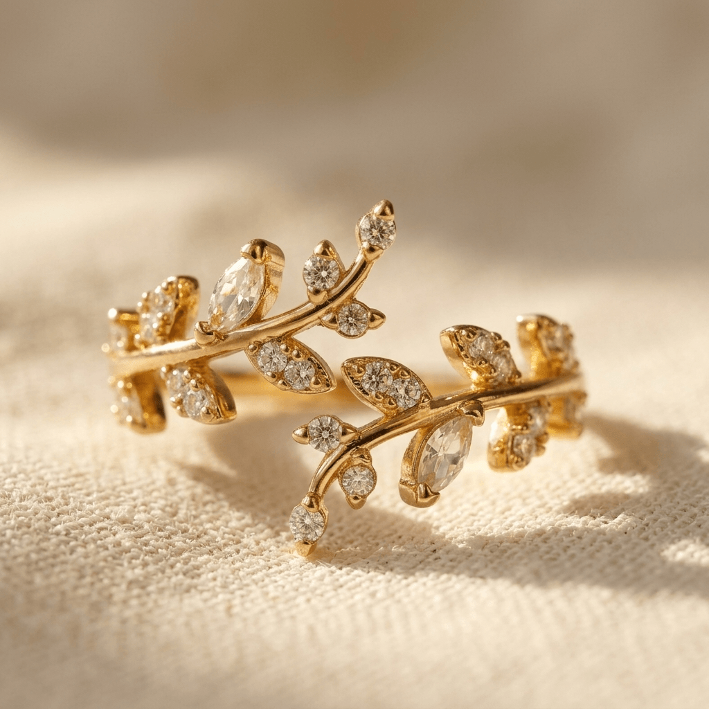 Bohemian Gold Synthetic Flower Vine Ring