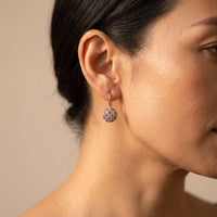 Vintage Gold Ruby Inlay Round Earrings
