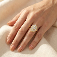 Oval Halo Sunburst Moissanite Ring