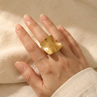 Minimalist Gold Textured Square Ring