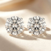 Classic Silver Round Moissanite Stud Earrings