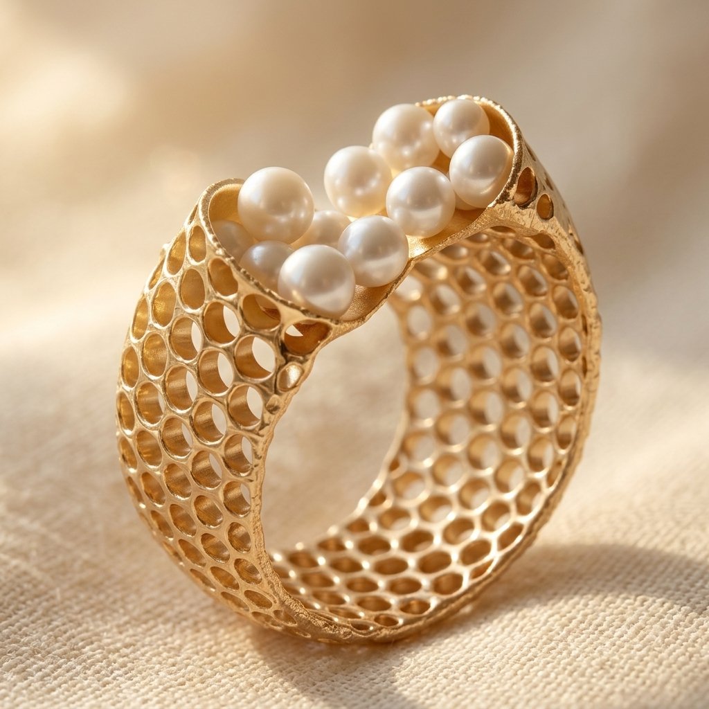 Gold Filigree Pearl Cluster Ring