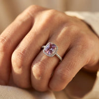 Rose Gold Morganite Cushion Halo Ring