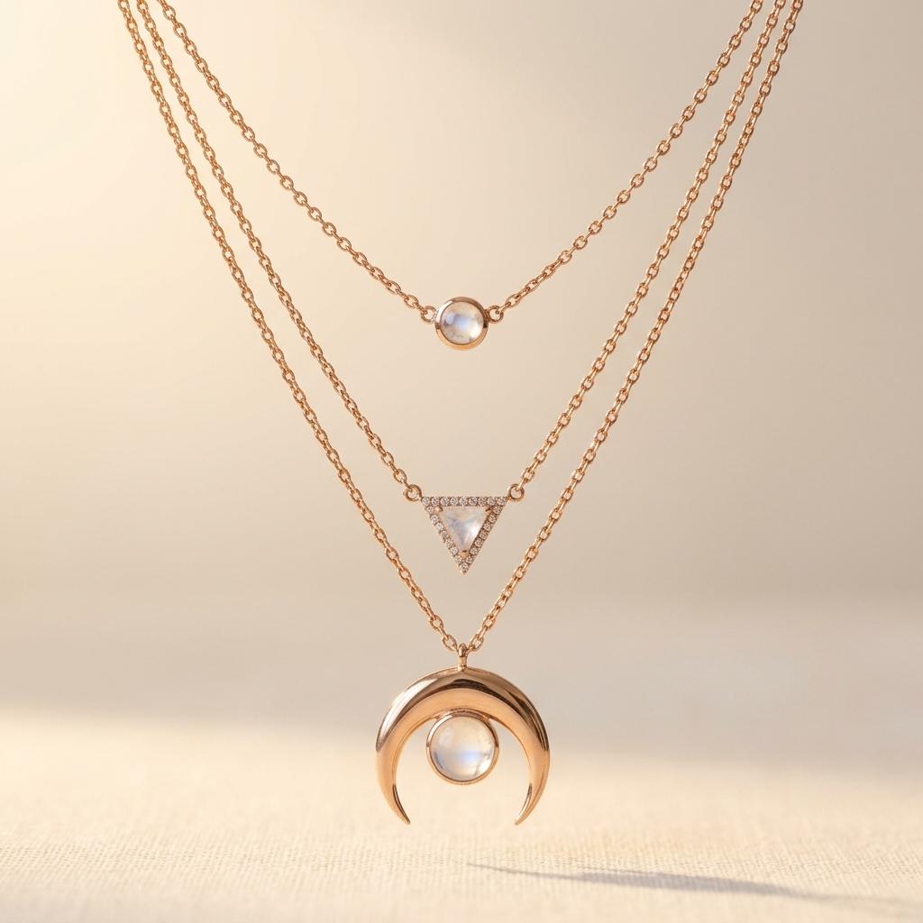Bohemian Multi Layer Sun Moon Necklace