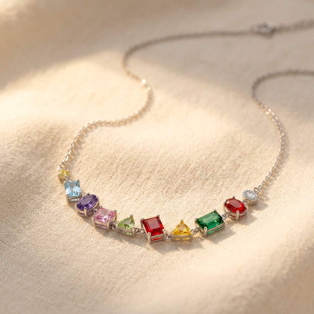 Rainbow Multicolor Cubic Zirconia Pendant Necklace