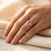 Gold Pink Tourmaline Cushion Ring