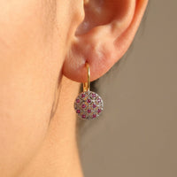 Vintage Gold Ruby Inlay Round Earrings