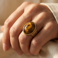 Gold Tiger's Eye Oval Cabochon Ring