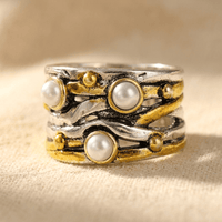 Vintage Two Tone Pearl Statement Ring