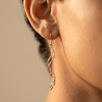 Gold Spiral Twisted Drop Dangle Earrings