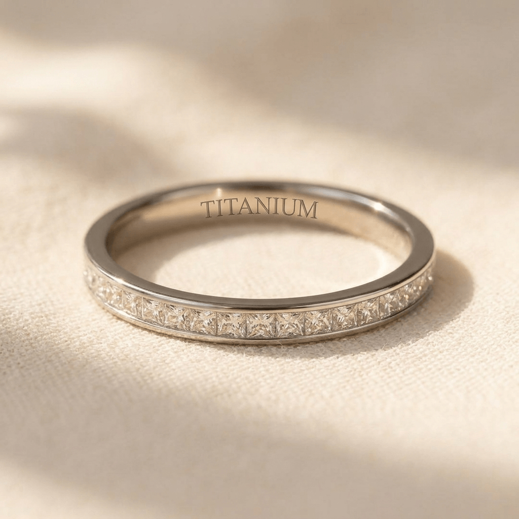 Titanium Princess Channel Set Band Ring