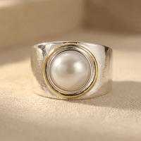 Vintage Silver Gold Pearl Statement Ring