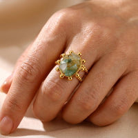 Vintage Gold Raw Emerald Oval Ring