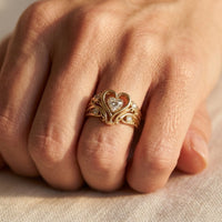 Gold Heart Filigree Diamond Ring