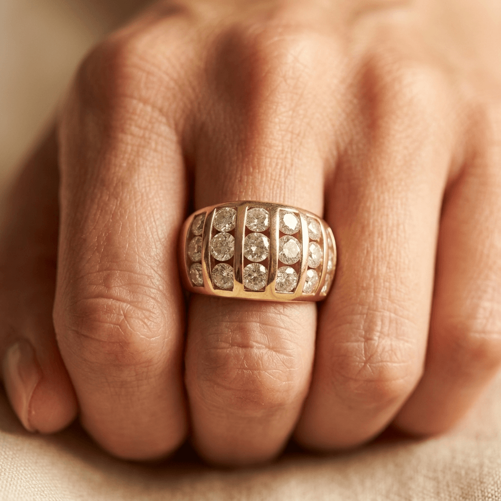 Vintage Wide Channel Synthetic Zirconia Ring