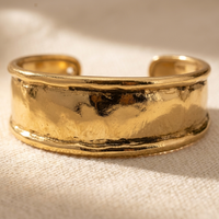 Gold Distressed Minimalist Open Cuff Bracelet