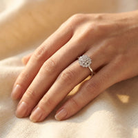White Gold Round Halo Cluster Ring