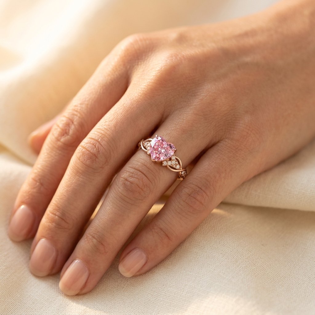 Rose Gold Pink Tourmaline Heart Ring