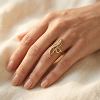 Gold Cubic Zirconia Filigree Wing Ring
