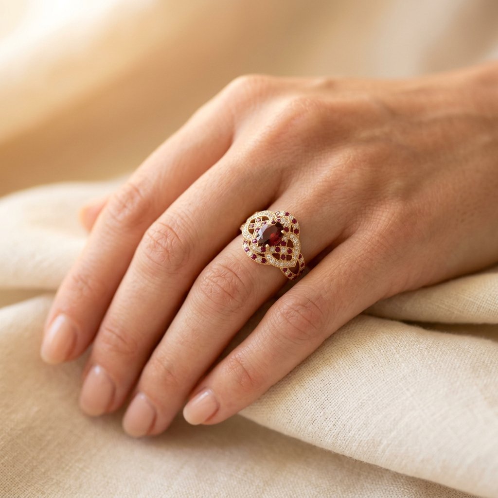Vintage Gold Oval Ruby Filigree Ring