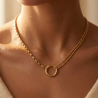 Gold Asymmetrical Chain Circle Necklace