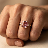 Gold Pink Tourmaline Cushion Ring
