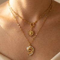 Boho Gold Layered Spiral Shell Necklace