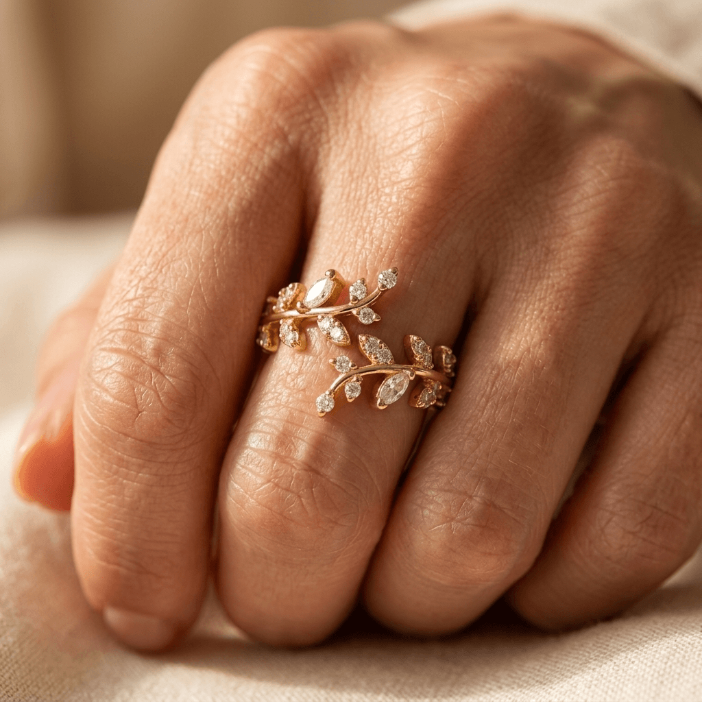 Bohemian Gold Synthetic Flower Vine Ring