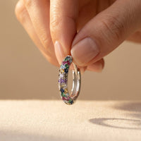 Rainbow Cubic Zirconia Silver Hoop Earrings