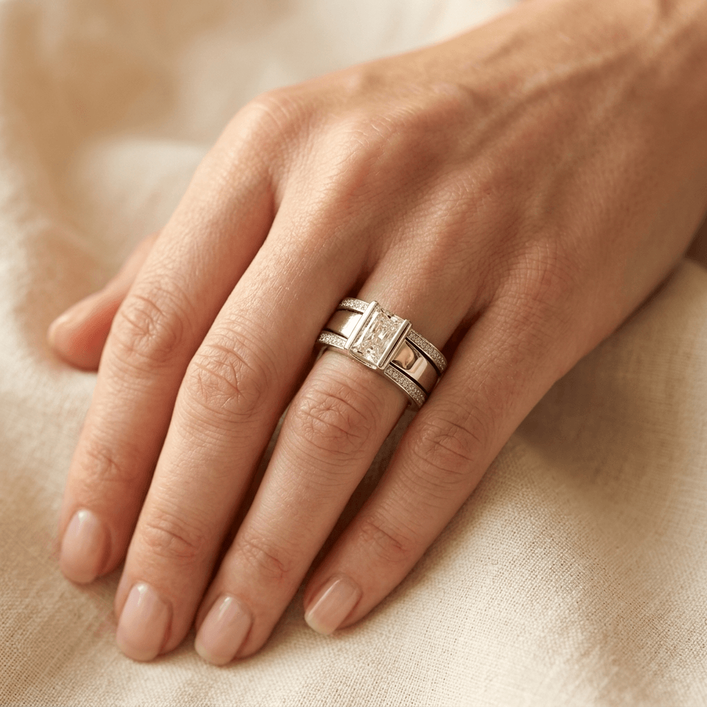 Rose Gold Emerald Cut Diamond Ring