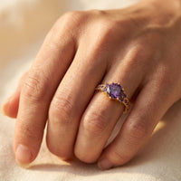 Vintage Gold Amethyst Cluster Cocktail Ring