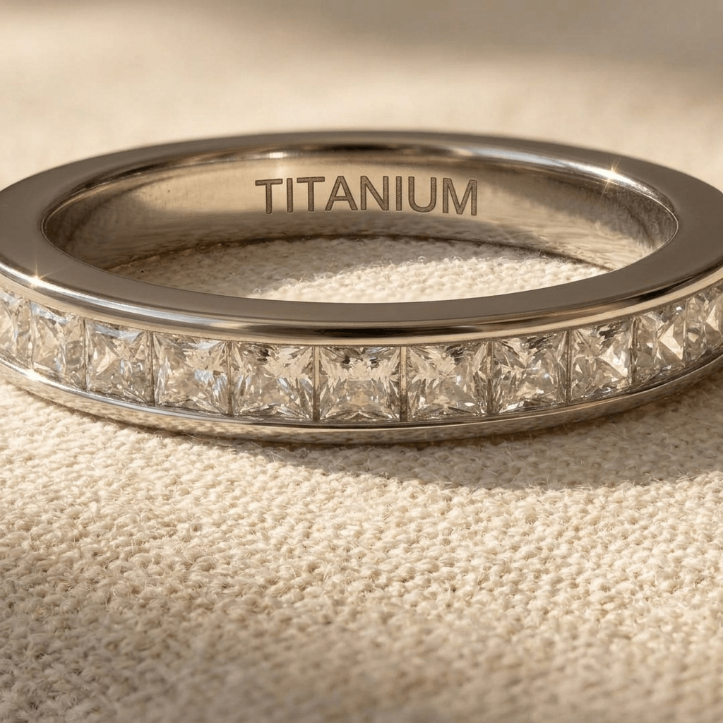 Titanium Princess Channel Set Band Ring