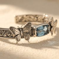 Vintage Silver Dragonfly Blue Stone Bracelet