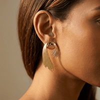 Elegant Gold Tassel Drop Earrings