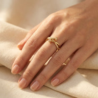 Gold Cubic Zirconia Crossover Ring