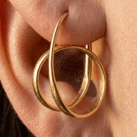 Gold Twisted Double Hoop Drop Earrings