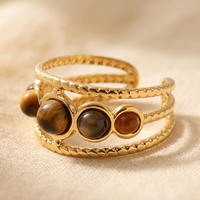 Vintage Gold Tigers Eye Multi Stone Ring